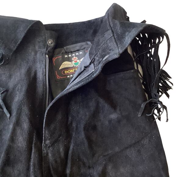 Black Suede Leather Western Pants - Picture 3 of 6